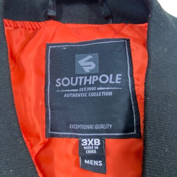 South Pole Jacket Mens 3XL Black Bomber MA-1 Flight Zip Pocket Streetwear - Picture 5 of 13